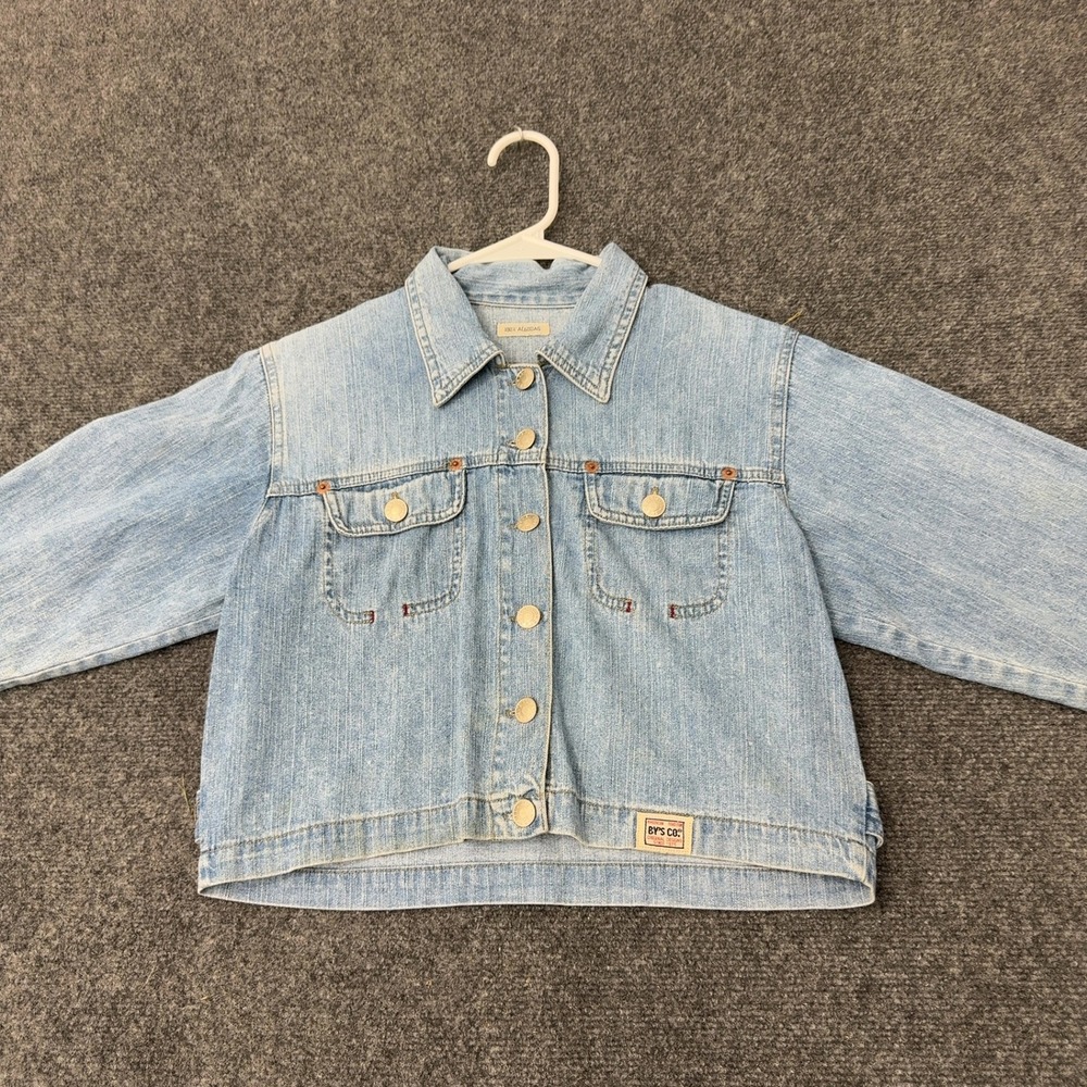 Vintage Bys Co Jeans Jacket Womens M Light Blue Cotton Cropped Trucker 90s